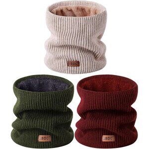 Men Warmer Olive,brgundy,oatmeal 3-Pack Neck Thermal Fleece Cold Weather